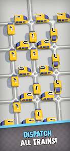 Official Train Puzzle screenshot from Google Play showing train dispatch gameplay